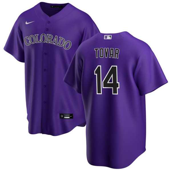 Men%27s Colorado Rockies #14 Ezequiel Tovar Purple Cool Base Stitched Baseball Jersey Dzhi->colorado rockies->MLB Jersey